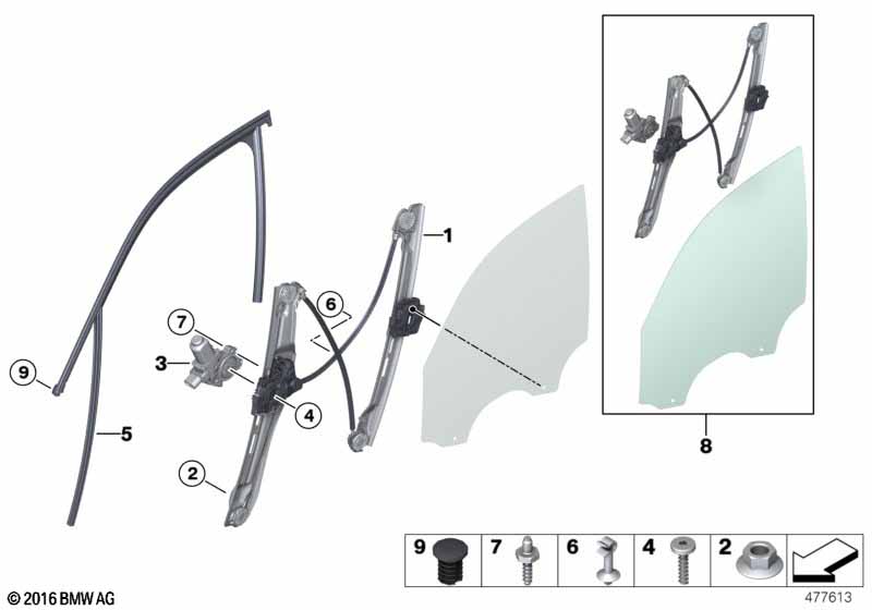Door window lifting mechanism front