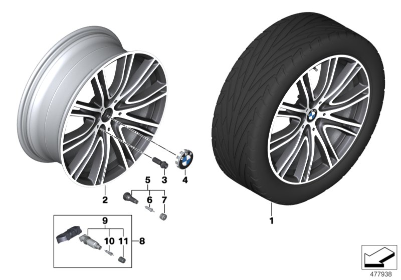 Genuine BMW 36118053501 G30 G31 Disk Wheel, Light Alloy, In Orbitgrey 8JX20 ET:30 (Inc. 520dX, 520d & 530eX) | ML Performance UK Car Parts
