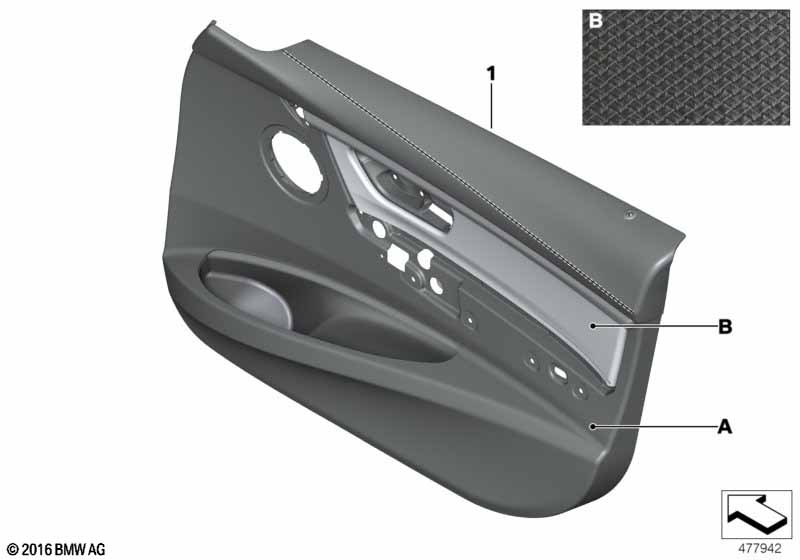 Individual front door trim panel,leather