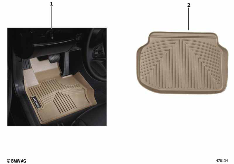 Genuine BMW 82112210557 F10 All Weather Floor Liners, Front - Beige F10XDR 5 SER (Inc. 528iX, 535dX & 535iX) | ML Performance EU Car Parts