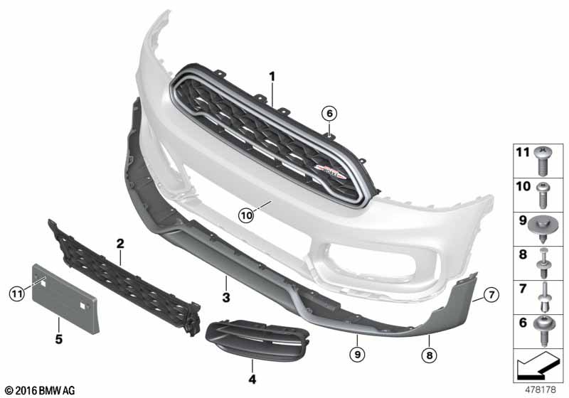 Trim panel for decor elements front JCW