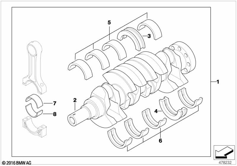 Genuine BMW 11212247514 E46 E39 At-Crankshaft With Bearing Shells (Inc. 318d, 520d & 320d) | ML Performance EU Car Parts