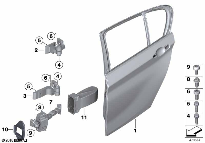 Rear door - hinge/door brake