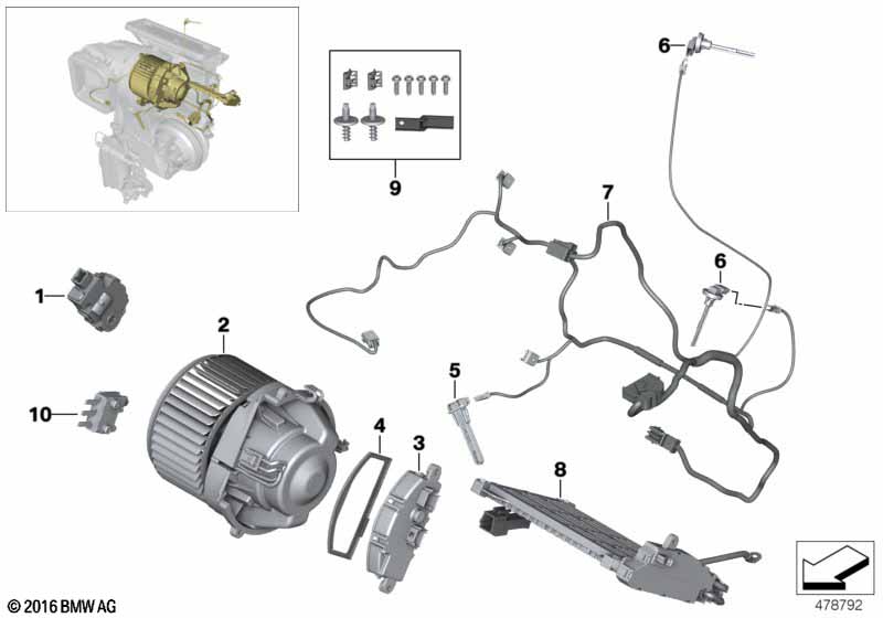 Electric parts for heater and a/c unit
