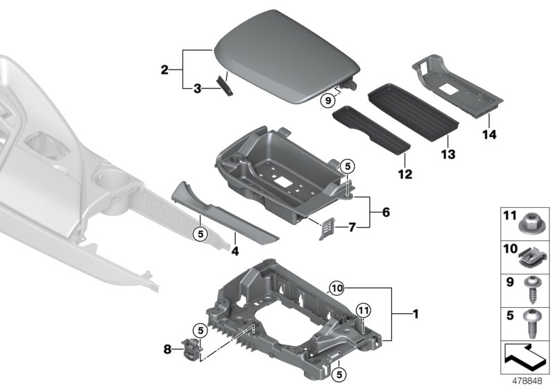 Genuine BMW 51166995620 I12 I15 Trim For Center Armrest AMIDO (Inc. i8) | ML Performance UK Car Parts