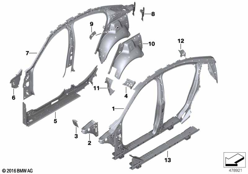 Single components for body-side frame