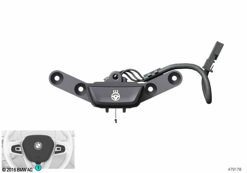 Steering wheel heating pushbutton