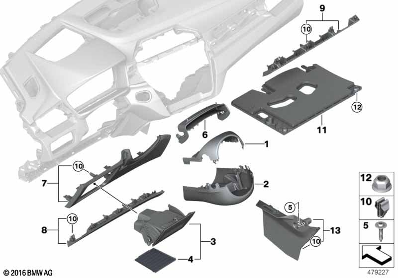 Genuine BMW 51459348816 F48 Trim Instr. Panel Driver's Side Below SCHWARZ (Inc. X1 18dX, X1 28i & X1 18i) | ML Performance UK Car Parts