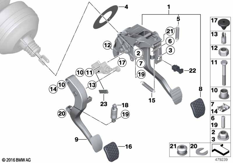 Pedal assy w over-center helper spring