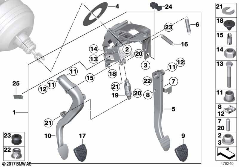 Pedal assy w over-center helper spring