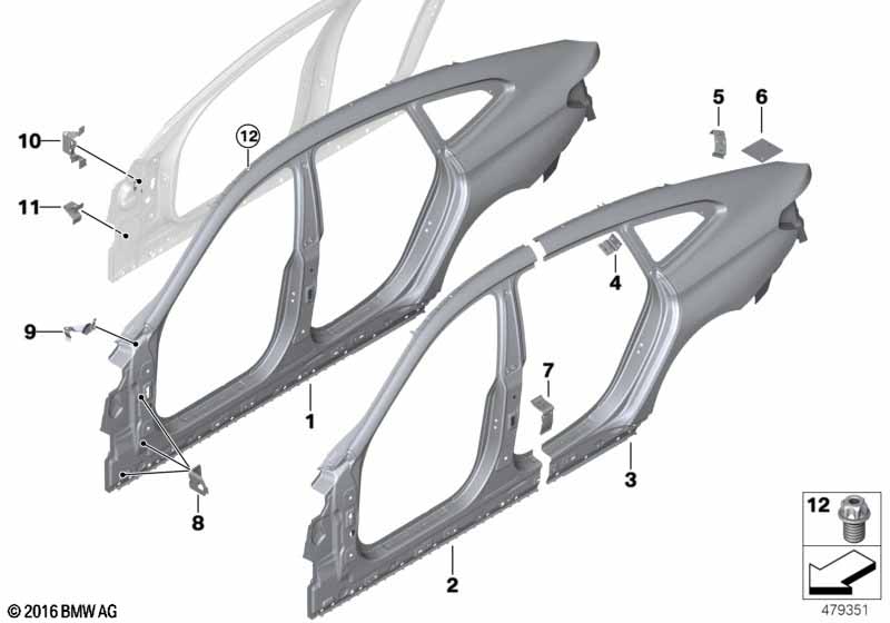 Genuine BMW 41007437604 G32 Reinforcement Plate, C-Pillar, Right (Inc. 620d, 640iX & 630d) | ML Performance EU Car Parts