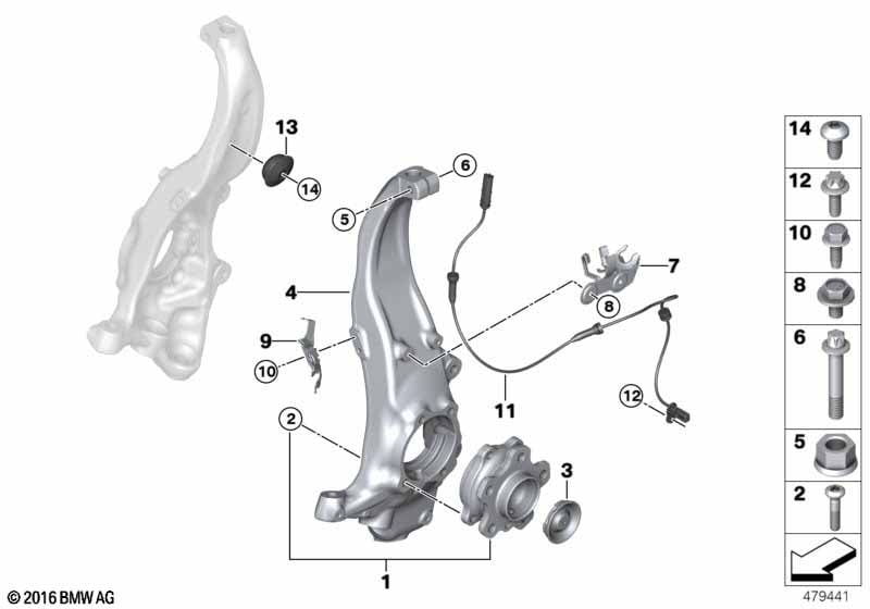 Carrier / wheel bearing, front