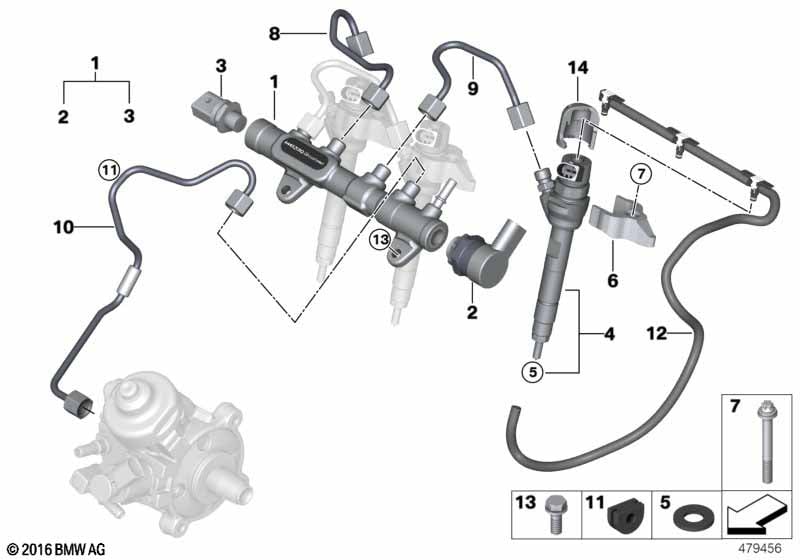 High pressure accumulator/injector/line