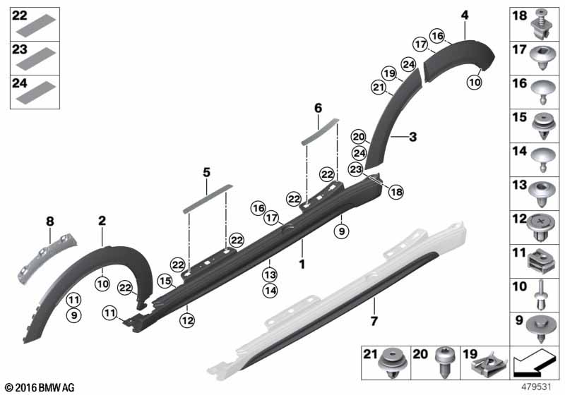 Cover door sill / wheel arch