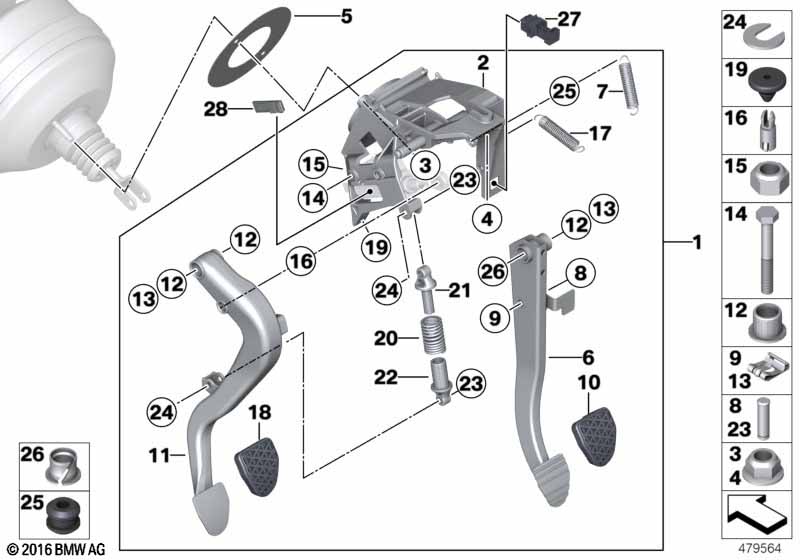 Pedal assy w over-center helper spring