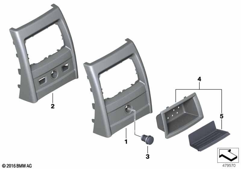 Mounting parts, center console, rear
