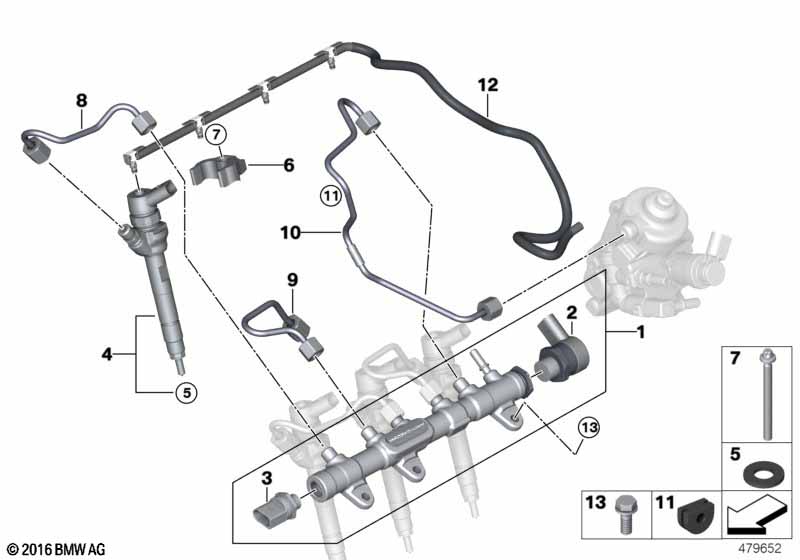 High pressure accumulator/injector/line