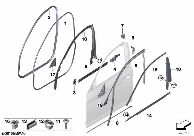 Genuine BMW 51767341645 G30 G31 F90 Gap Seal, Front Door Left (Inc. 540i, 530i & M550iX) | ML Performance UK Car Parts