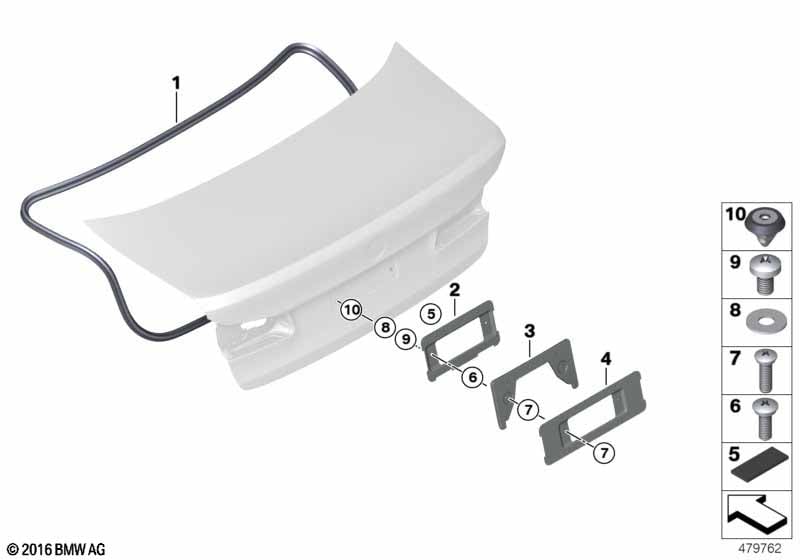 Mounting parts, trunk lid