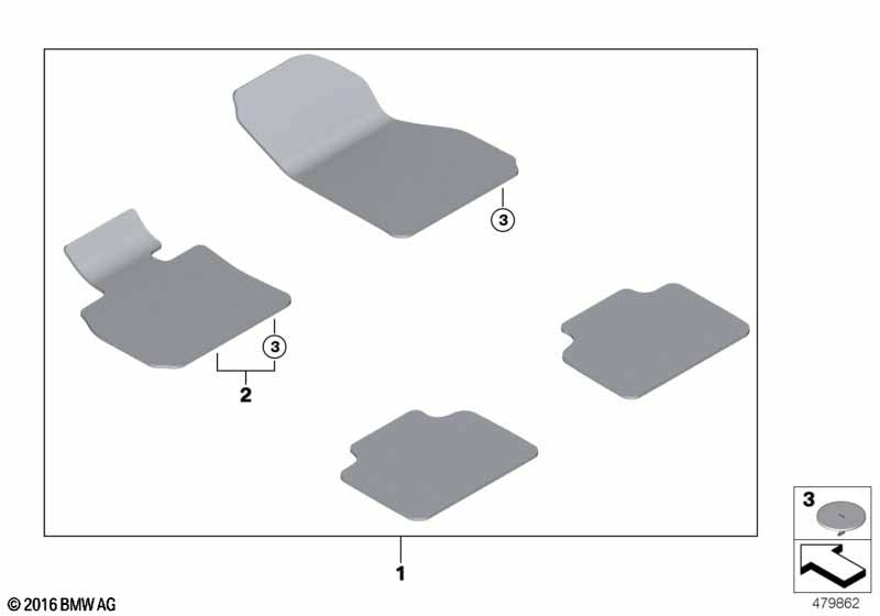 Floor mat, velours