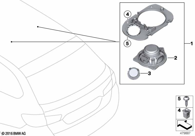 Parts f rear moulded headlng loudspeaker