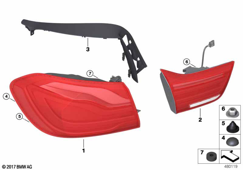 Genuine BMW 63219491586 F36 F32 F33 Rear Light In Trunk Lid, Right BLACK LINE US (Inc. M4, 440i & 430iX) | ML Performance UK Car Parts