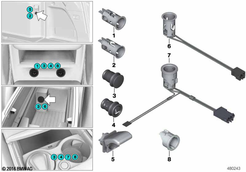 Genuine BMW 61349197354 F02 F01 G12 Socket, Lighter With Cable 2 POL. (Inc. ALPINA B7, 730Li & X3 20i) | ML Performance EU Car Parts