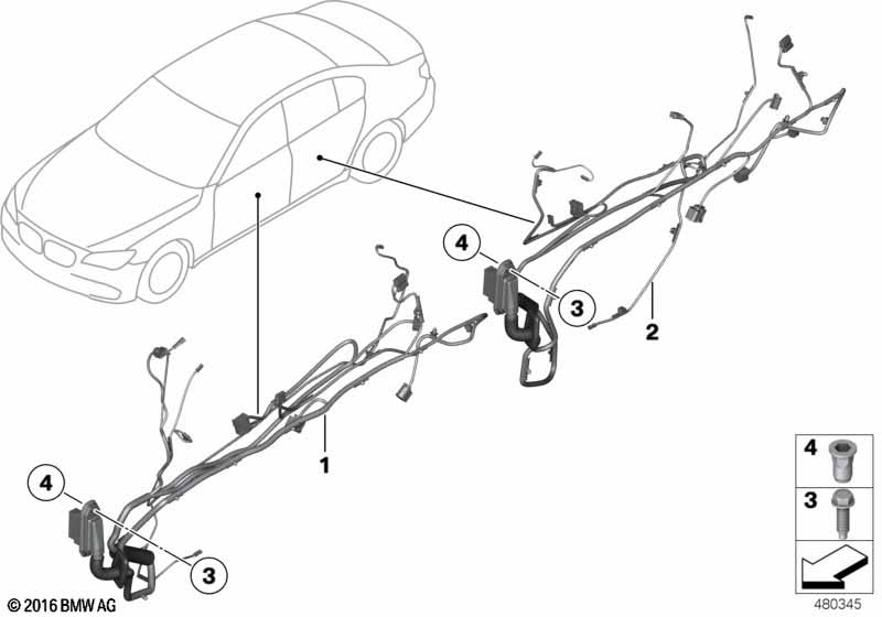 Genuine BMW 61129219985 F02 F04 Door Wiring Harness, Rear (Inc 