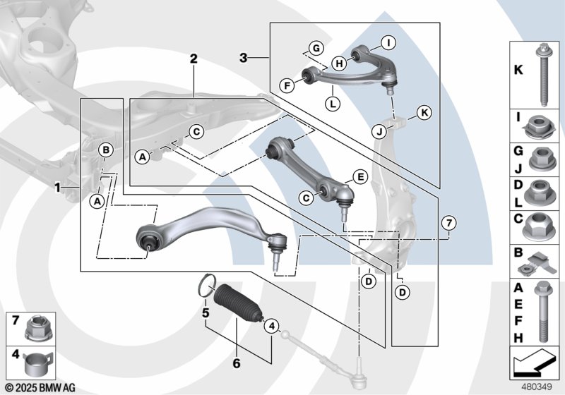 Repair kit for radius rods and wishbones