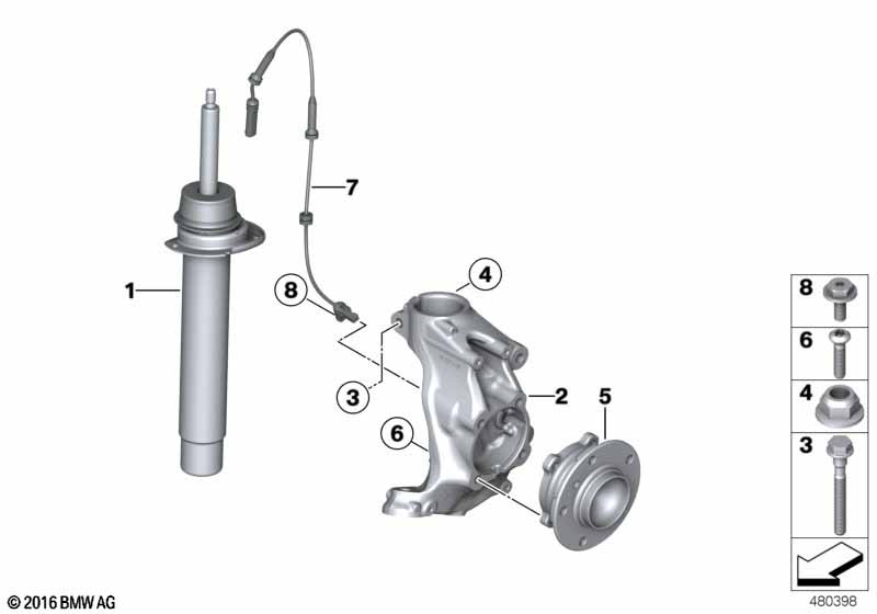 Genuine BMW 31316874370 F31 F30 Spring Strut, Front (Inc. 325d, 335i & 328i) | ML Performance EU Car Parts