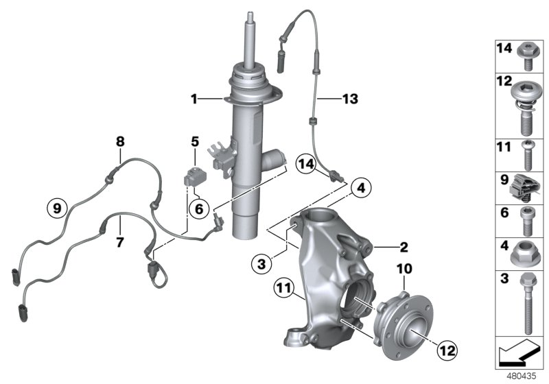 Genuine BMW 37116793870 F22 F30 Front Right Spring Strut (Inc. 318dX, 328iX & 328dX) | ML Performance UK Car Parts