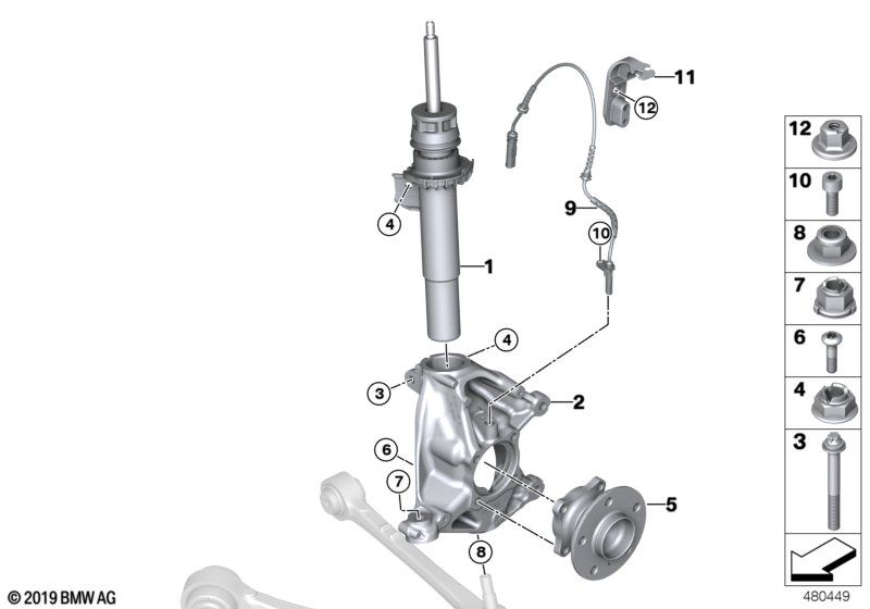 Front Spring strut/Carrier/Wheel bearing