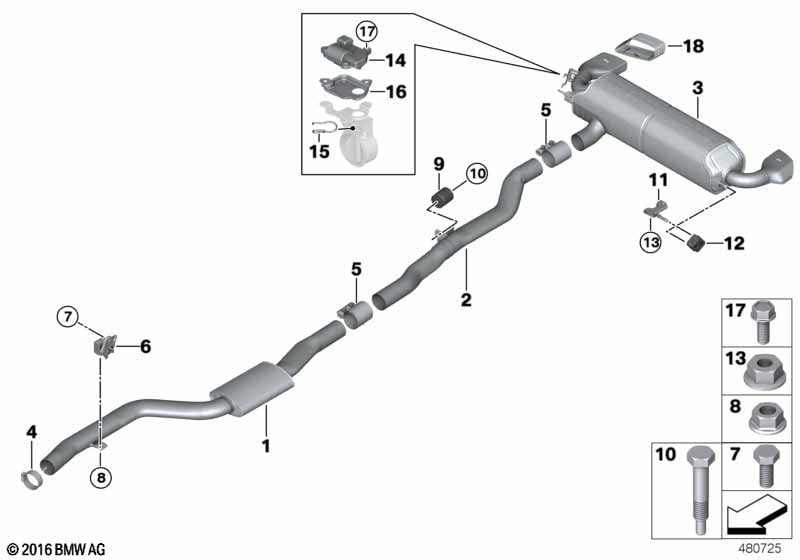 Exhaust system, rear