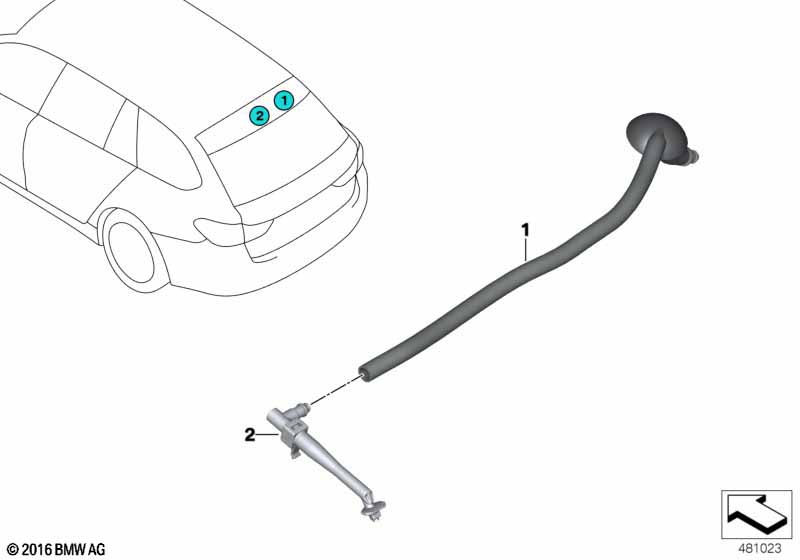 Single parts for rear window cleaning