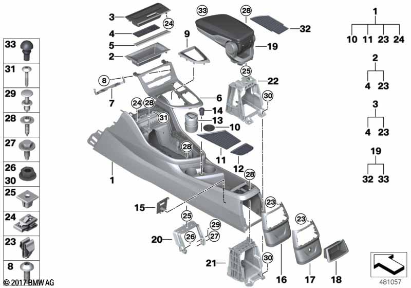 Genuine BMW 51169372524 F46 Center Console With Decor Clip OYSTER (Inc. 220i, 218dX & 216d) | ML Performance UK Car Parts