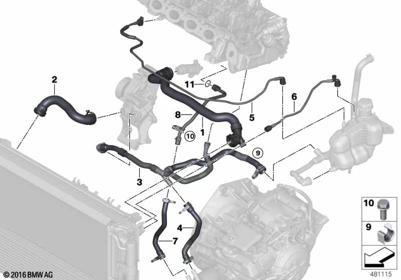 Cooling system coolant hoses