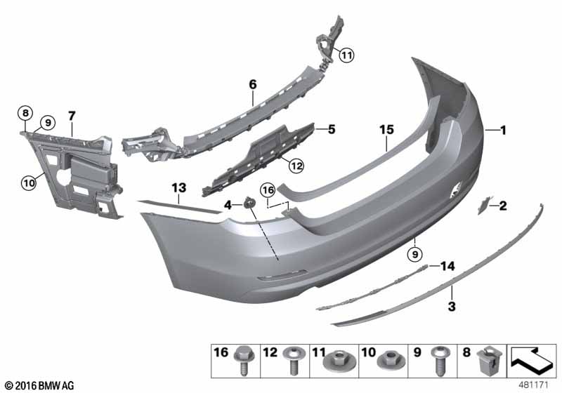 Genuine BMW 51127496116 F36 Bumper Trim Panel, Primed, Rear 2FLUTIG PDC/PMA (Inc. 425d, 420d & 420dX) | ML Performance UK Car Parts