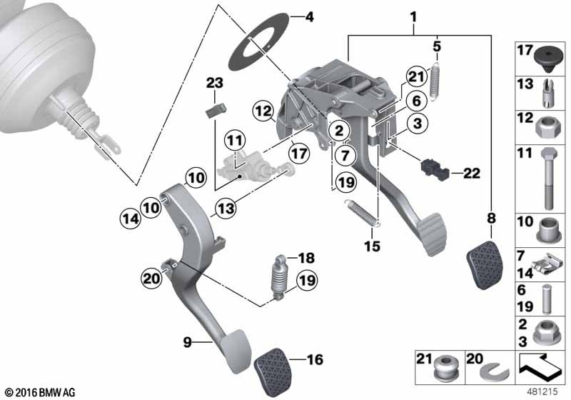 Pedal assy w over-center helper spring