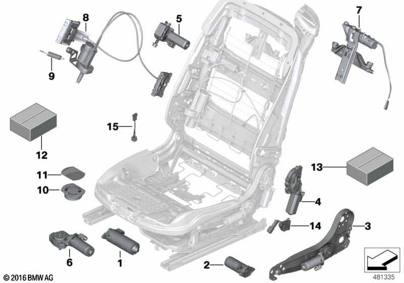 Seat, front, electrical and motors