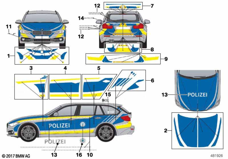 Sticker police Bavaria blue