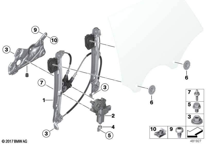 Door window lifting mechanism rear