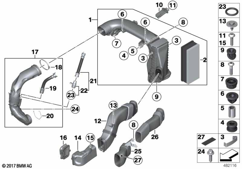 Intake muffler/Filter cartridge/HFM