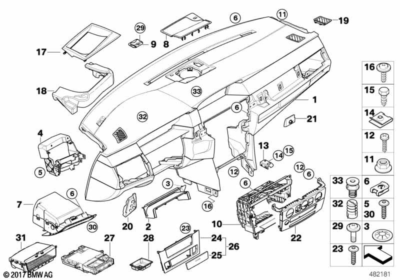 Genuine BMW 51456988989 E60 E61 Cover Dashboard, Center DIAMANTSCHWARZ (Inc. 540i, 535i & 530d) | ML Performance UK Car Parts