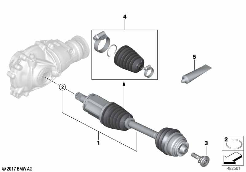 Output shaft front left / all-wheel