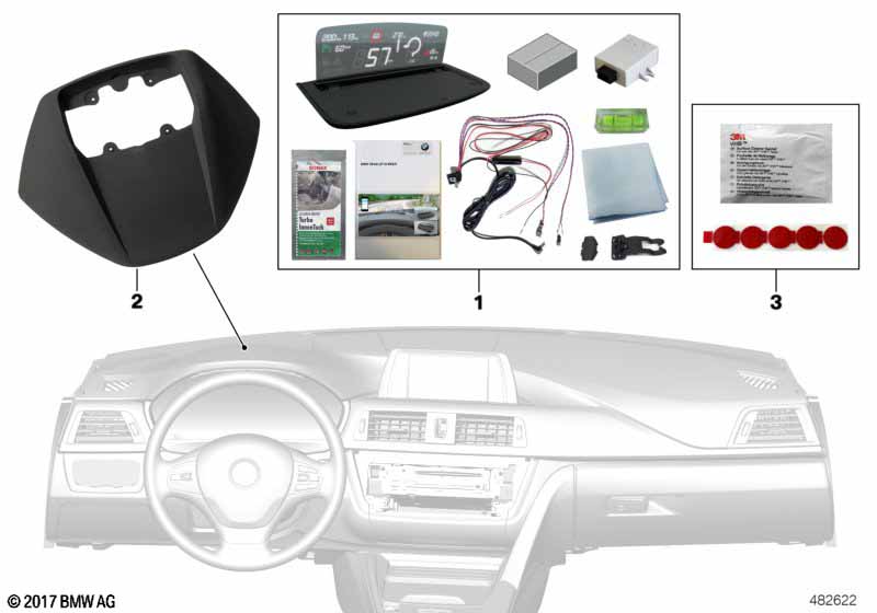 BMW head-up screen for integrated nav.