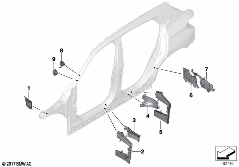 Genuine BMW 41007429658 F39 Shaped Part B-Pillar Inner Front Right (Inc. X2 18dX, X2 20i & X2 25dX) | ML Performance UK Car Parts