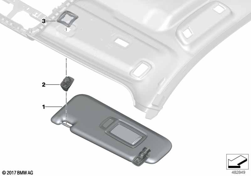 Genuine BMW 51167471149 G01 G02 Left Sun Visor ELFENBEINWEISS (Inc. X3 30i, X3 20iX & X4 30iX) | ML Performance UK Car Parts