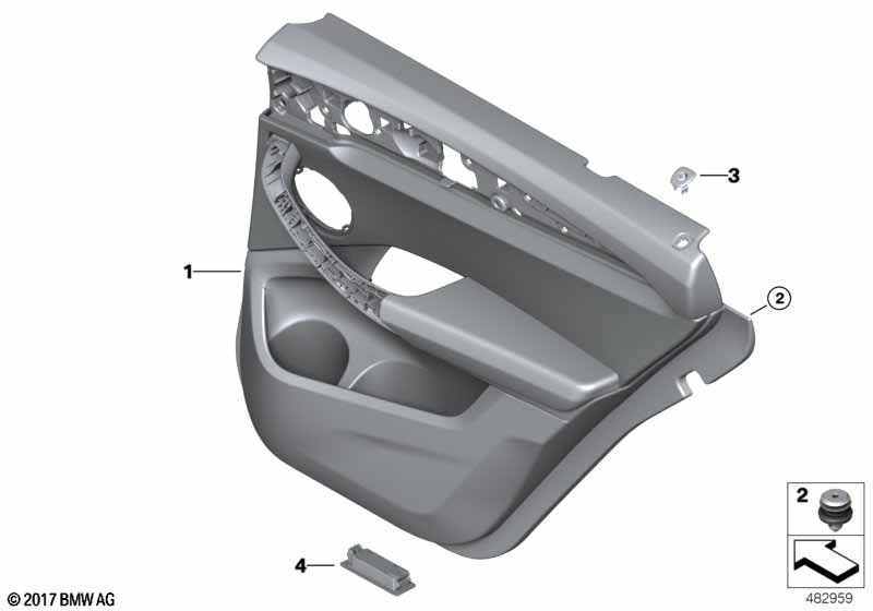 Genuine BMW 51428747046 Door Lining Leather Rear Right GREY (Inc. X3 M) | ML Performance UK Car Parts