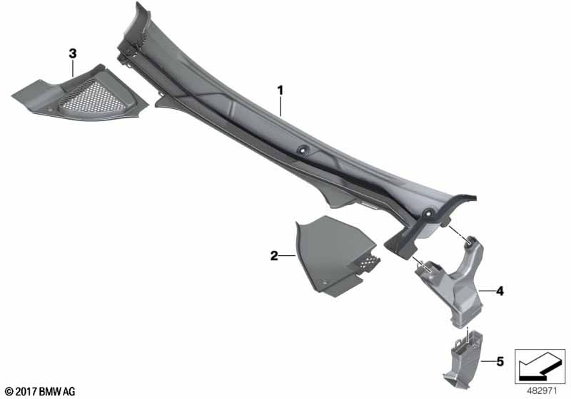 Genuine BMW 51317411524 Water Drain Channel, Upper Right (Inc. X3) | ML Performance UK Car Parts