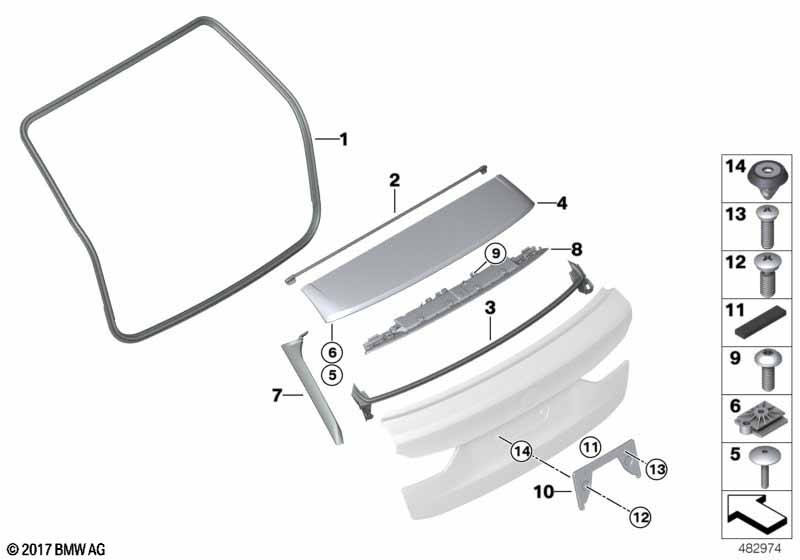 Genuine BMW 51767390377 G31 Seal For Roof, Rear (Inc. 520d, 530d & 520dX) | ML Performance UK Car Parts